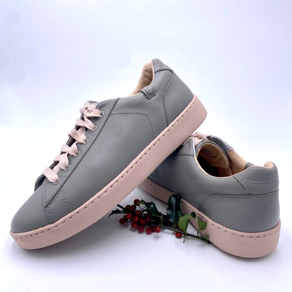 Vionic Mable Leather Lace Up Sneakers Grey Pink sz‎ 9